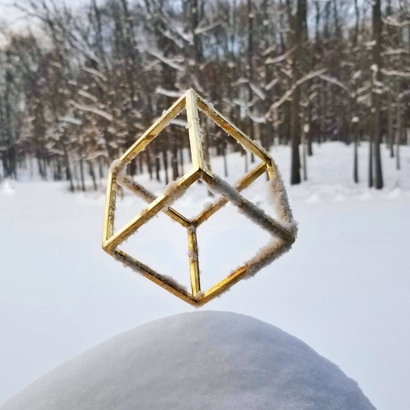 Last one Square cube solid brass bangle bracelet modern - Picture 3 of 10